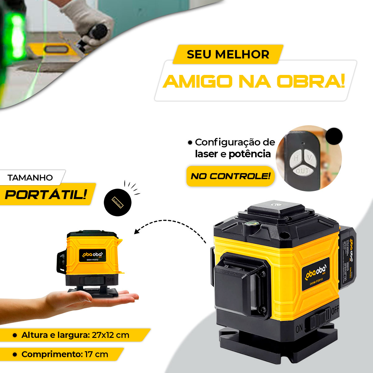 kit nível laser 3d oomkit003 com tripé