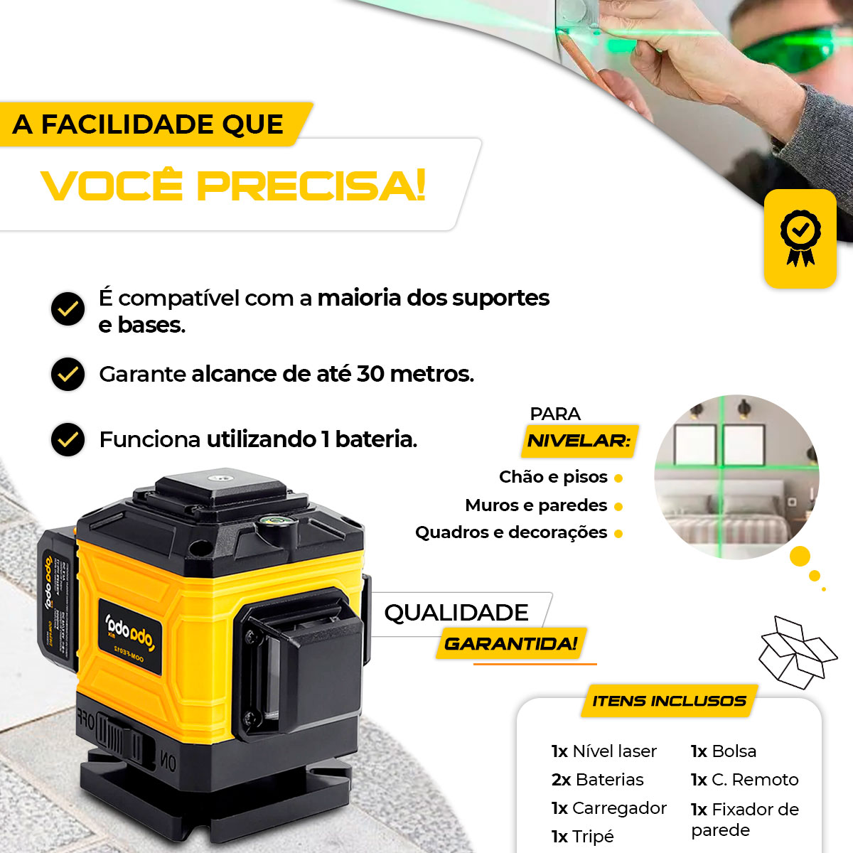kit nível laser 3d oomkit003 com tripé